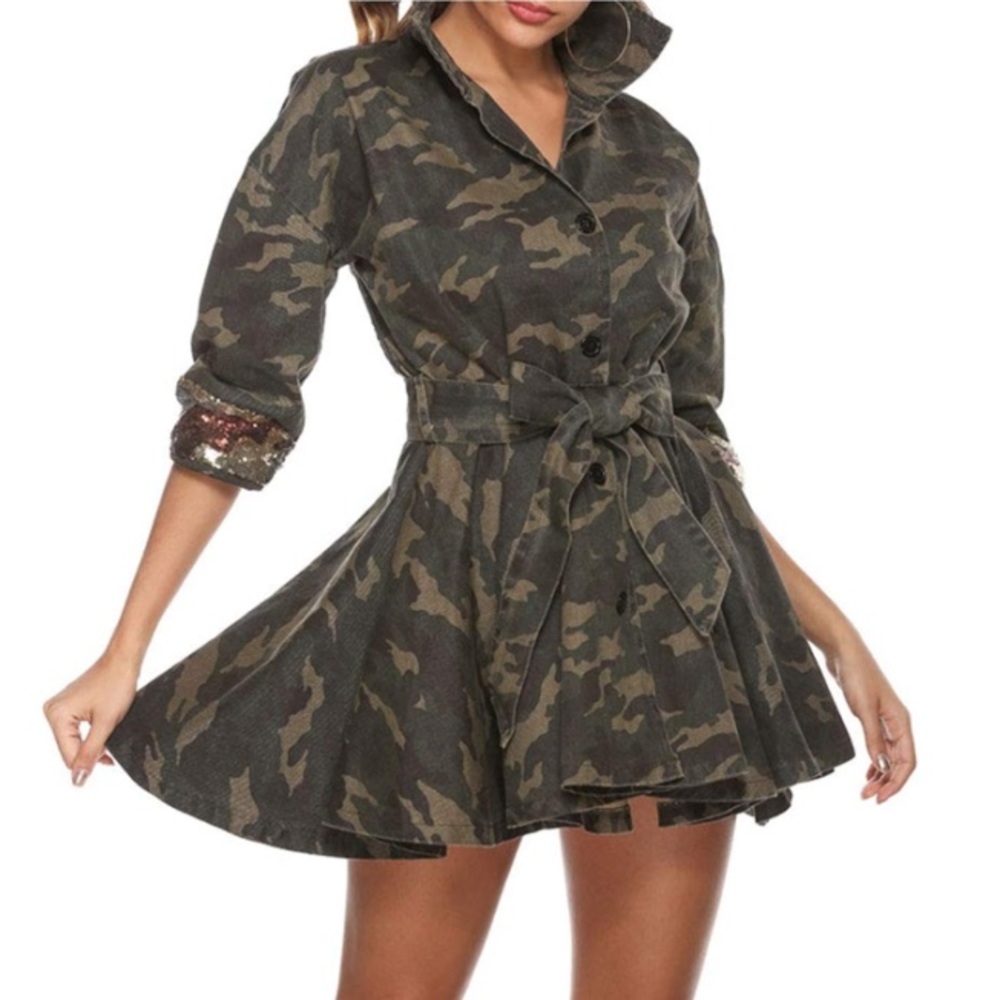 Sequin Camouflage Jacket Casual Long Sleeve Lightweight - Picture 3 of 8